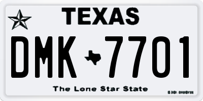 TX license plate DMK7701