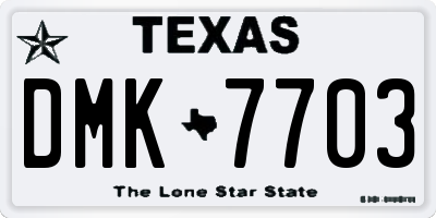 TX license plate DMK7703