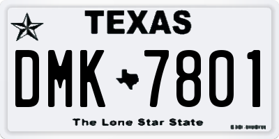 TX license plate DMK7801