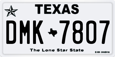 TX license plate DMK7807