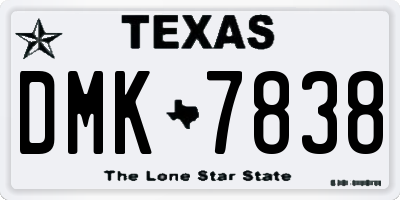 TX license plate DMK7838