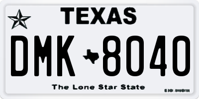 TX license plate DMK8040