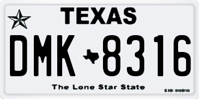 TX license plate DMK8316