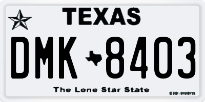 TX license plate DMK8403