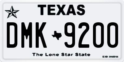 TX license plate DMK9200