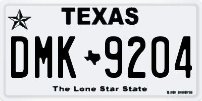 TX license plate DMK9204