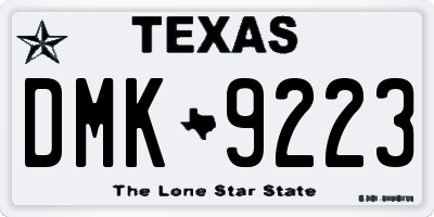 TX license plate DMK9223