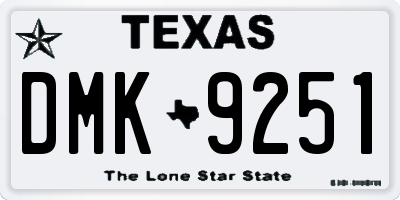 TX license plate DMK9251