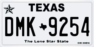 TX license plate DMK9254
