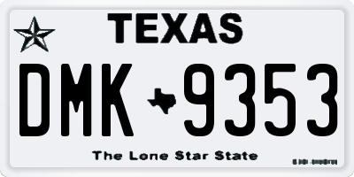 TX license plate DMK9353
