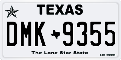 TX license plate DMK9355