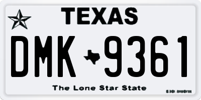 TX license plate DMK9361