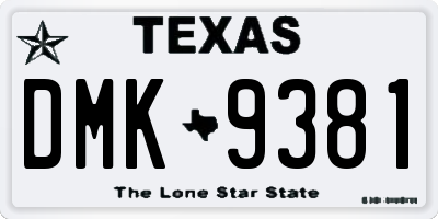 TX license plate DMK9381