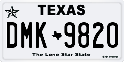 TX license plate DMK9820