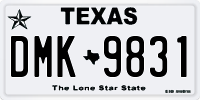 TX license plate DMK9831