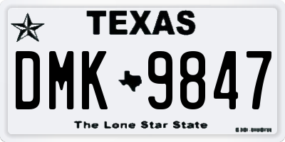 TX license plate DMK9847