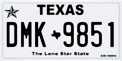 TX license plate DMK9851