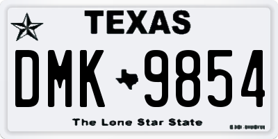 TX license plate DMK9854