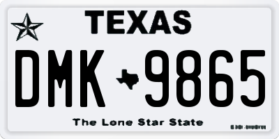 TX license plate DMK9865