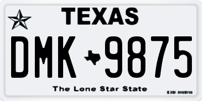 TX license plate DMK9875