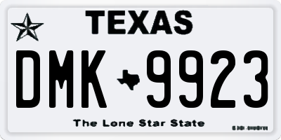 TX license plate DMK9923