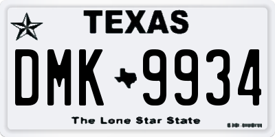 TX license plate DMK9934