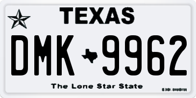 TX license plate DMK9962