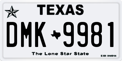 TX license plate DMK9981