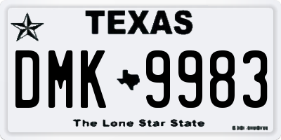 TX license plate DMK9983