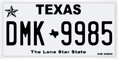 TX license plate DMK9985