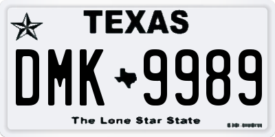 TX license plate DMK9989
