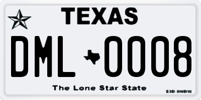 TX license plate DML0008