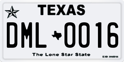 TX license plate DML0016