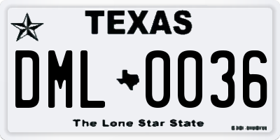 TX license plate DML0036