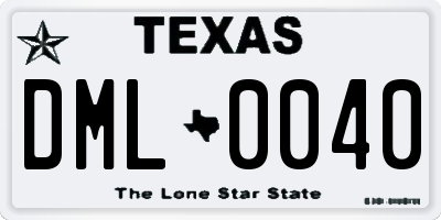 TX license plate DML0040