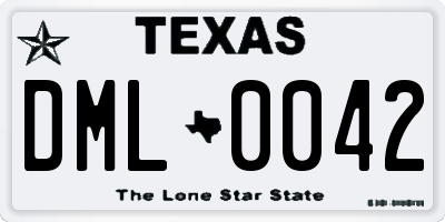 TX license plate DML0042