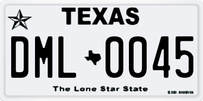 TX license plate DML0045