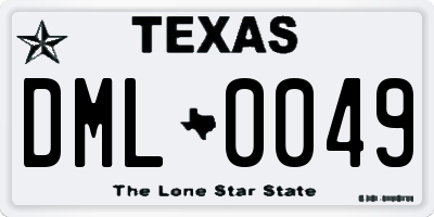 TX license plate DML0049