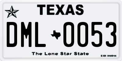 TX license plate DML0053