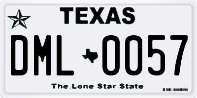 TX license plate DML0057