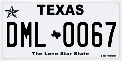 TX license plate DML0067