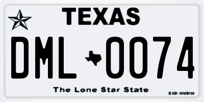 TX license plate DML0074