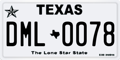 TX license plate DML0078