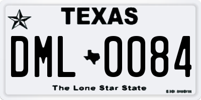 TX license plate DML0084