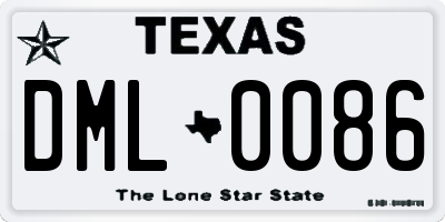 TX license plate DML0086