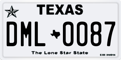 TX license plate DML0087