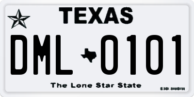 TX license plate DML0101