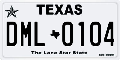 TX license plate DML0104