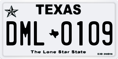 TX license plate DML0109