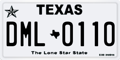 TX license plate DML0110